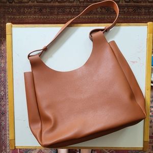 Nieman Marcus Faux Leather Light Brown Tote Bag